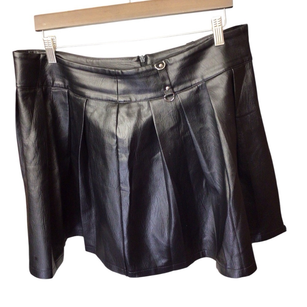 Forever 21 Black Faux Leather Skater Skirt